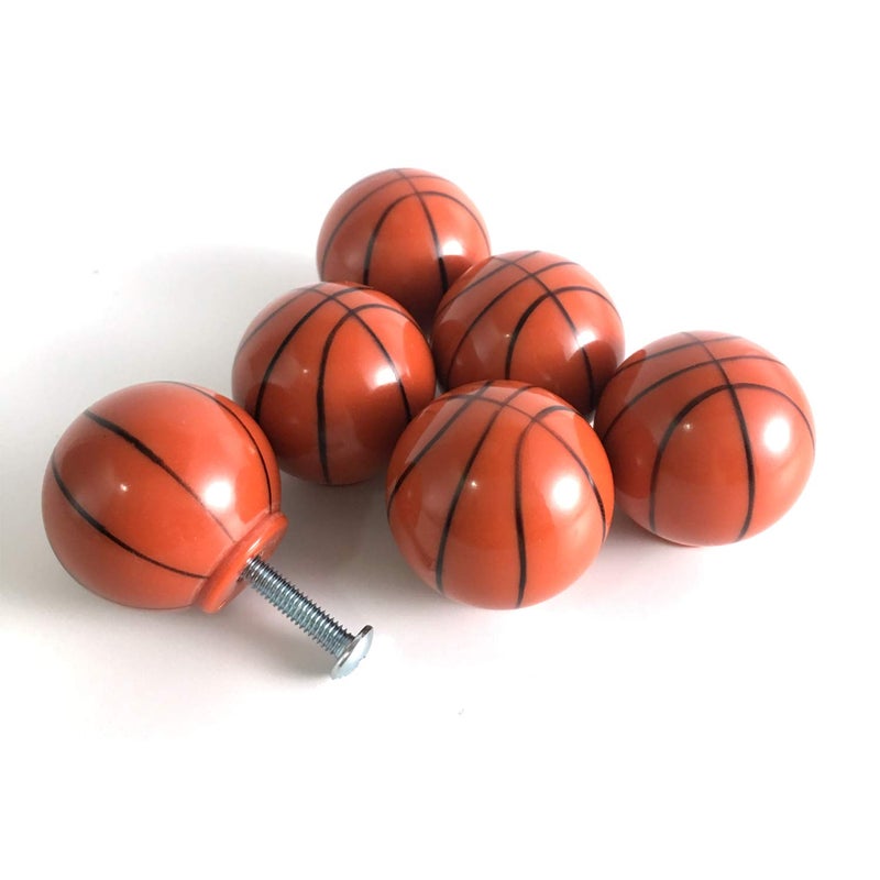 ZILucky Baseball Drawer knobs Ball Sports Party Theme Children and Baby Home Decor Drawer Pulls Handles for Dresser Cupboard Wardrobe Cabinet Kitchen Knobs Pack of 6 (Basketball) - Image 5
